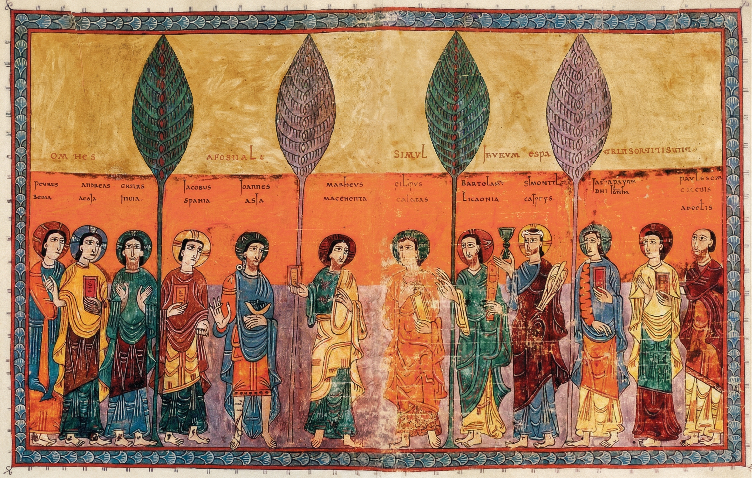 Miniatura dels dotze apòstols del Beatus de Girona