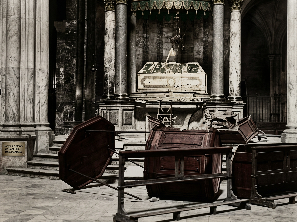 Danys a l'interior de Sant Feliu